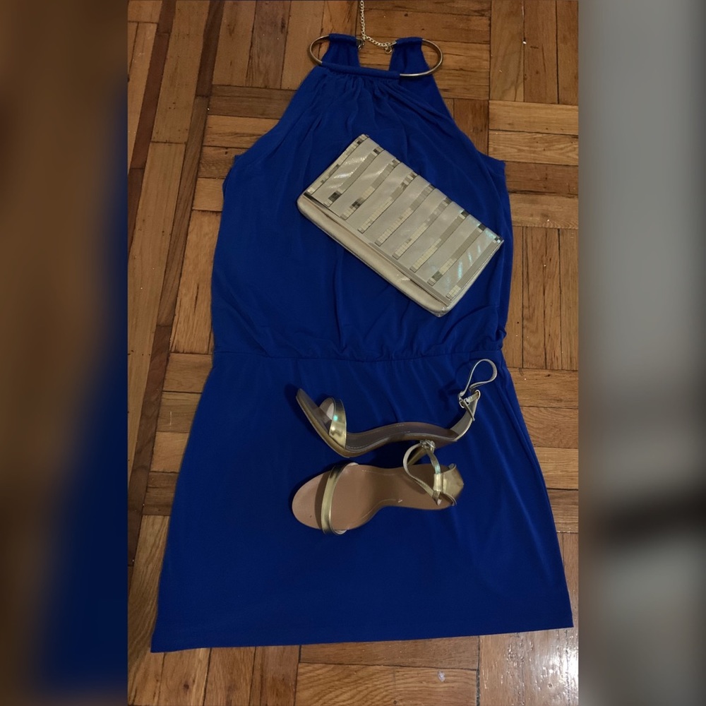Jessica Simpson | Blue Halter-Necklace dress